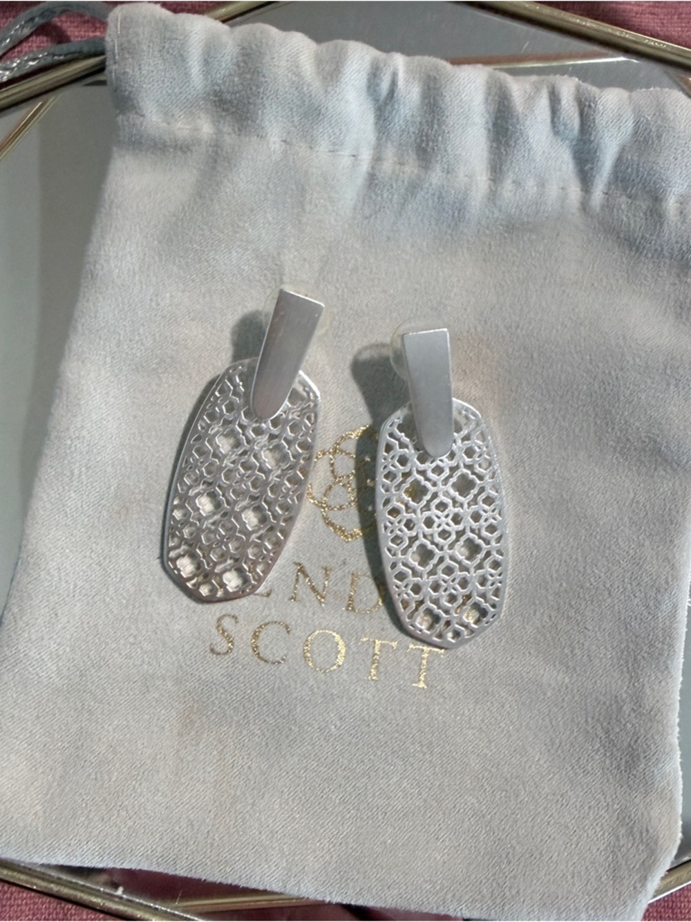 Kendra Scott Silver Lattice Drop Earrings